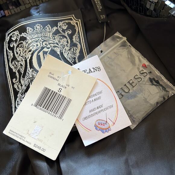 Guess Black Sequin Blazer Jacket Woman Size Small Satin Lined Special Occasion - Picture 9 of 12